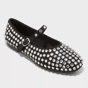 A New Day - Black Studded Ballerina Flats - Size 9 1/2 US W